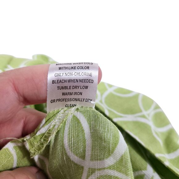 Harve Benard Small Light Green & White Linen Button Up 3/4 Length Sleeve Blouse - Picture 9 of 9